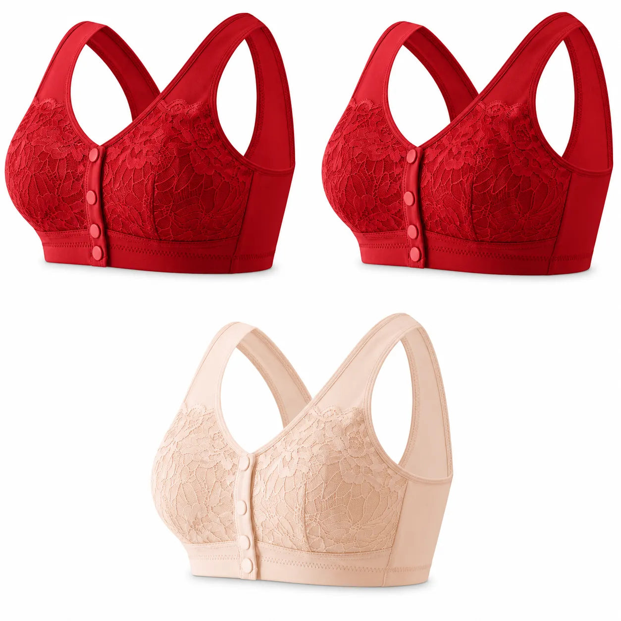 [Kit com 3 peças] Sutiã Carol - Conforto com botões frontais