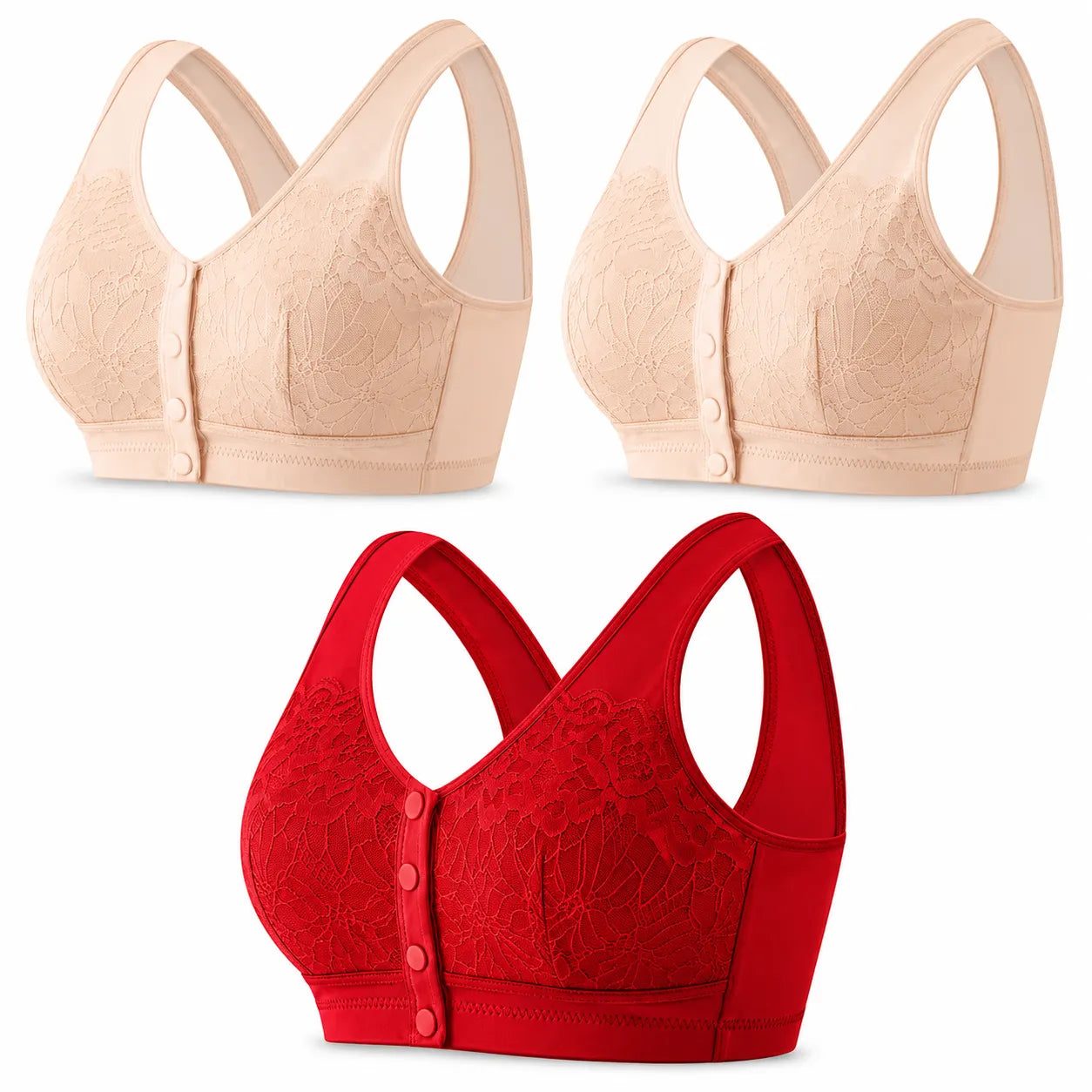 [Kit com 3 peças] Sutiã Carol - Conforto com botões frontais