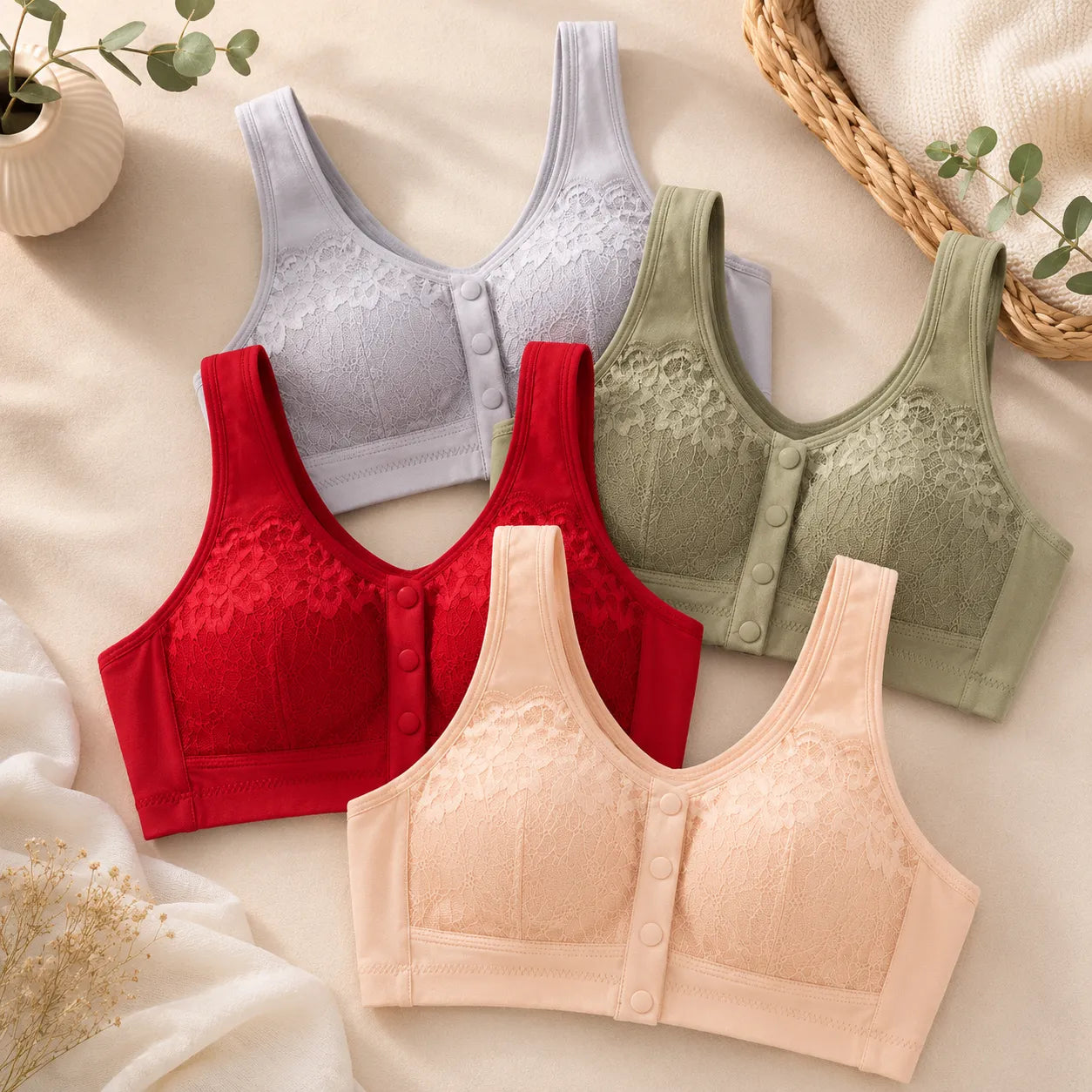 [Kit com 3 peças] Sutiã Carol - Conforto com botões frontais